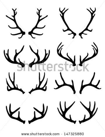 360x470 Silhouettes Of Deer Antlers Vector