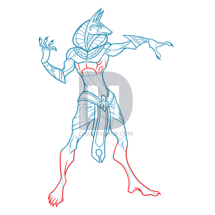 720x720 How To Draw Anubis, Step