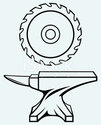 356x440 Circular Saw Blade And Anvil Stock Vector