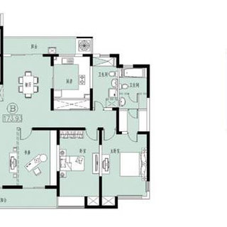 320x320 Eight Combined Apartment Building Floor Plan