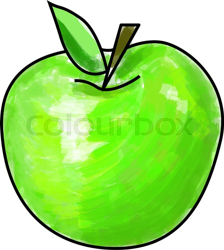 716x800 Cartoon Green Apple Made With Drawing Stock Vector Colourbox