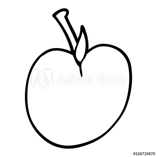 500x500 Line Drawing Cartoon Of An Apple