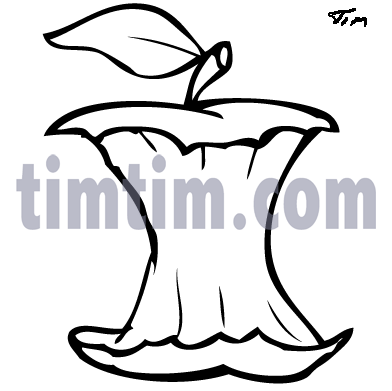 392x391 Free Drawing Of An Apple Core Bw From The Category Cooking Food