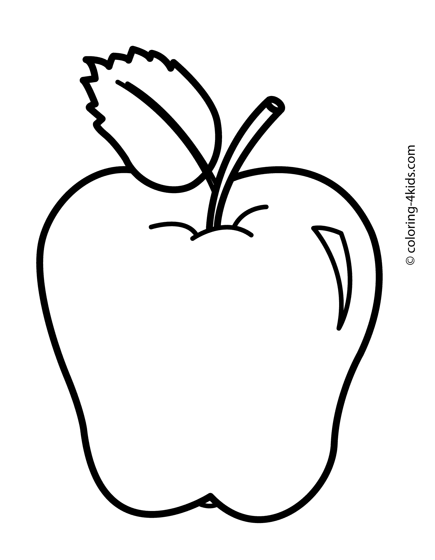 1483x1908 Color Online Apple Fruits With Leaf Coloring Pages Simple For Kids