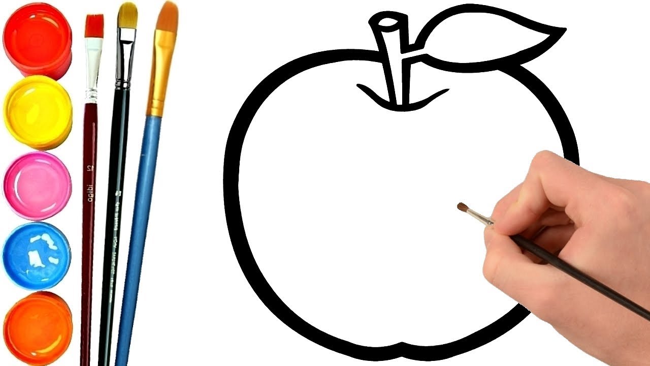1280x720 How To Draw Apple Coloring Book For Kids Drawing And Learn