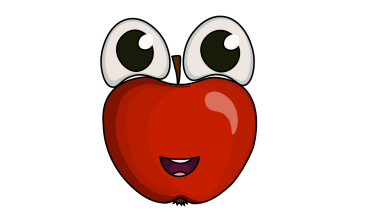 382x215 How To Draw An Apple Cartoon Style For Kids, Easy Step