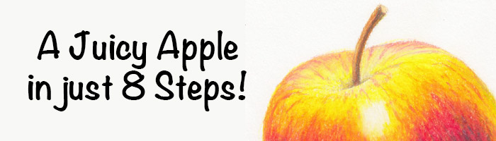 700x200 how to draw a juicy apple using coloured pencil