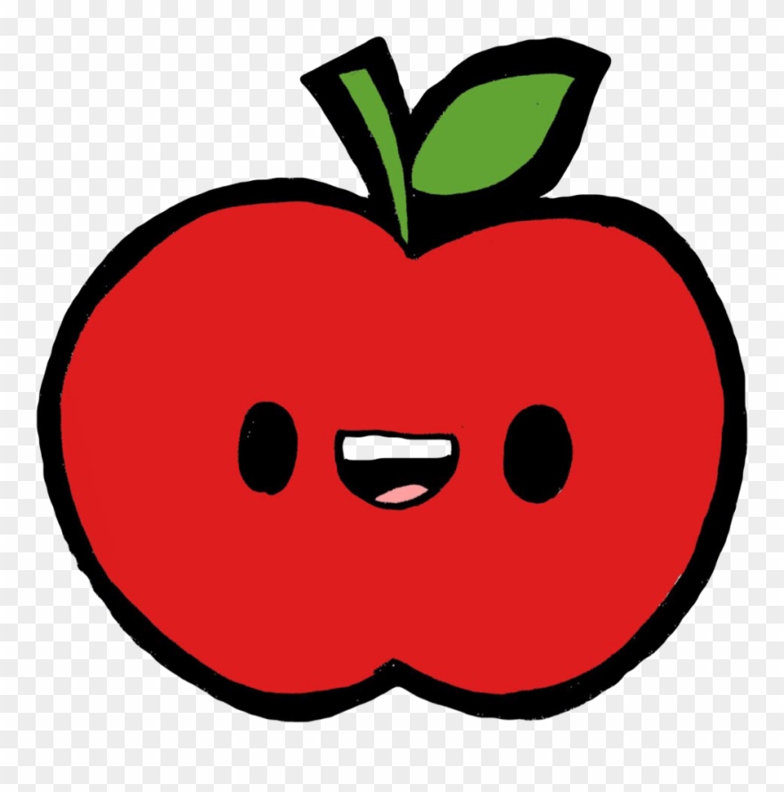 880x889 Apple Red Green Fruit Tropical Exotic Kawaii Cute Happy