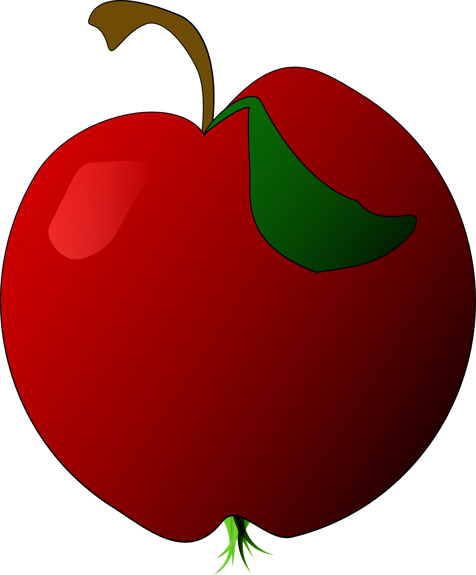 1590x1920 Drawing Of Te Dark Red Apple Fruit With A Green Leaf Free Image