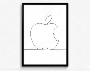 340x270 Apple Line Drawing Etsy
