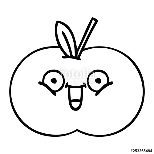 500x500 Line Drawing Cartoon Red Apple Stock Image And Royalty Free
