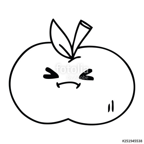 500x500 Quirky Line Drawing Cartoon Apple Stock Image And Royalty Free