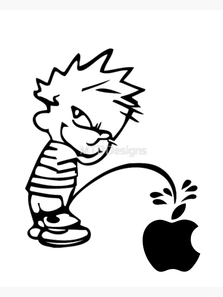 750x1000 Calvin Pisses On Apple Logo Calv Hobbes Photographic Print