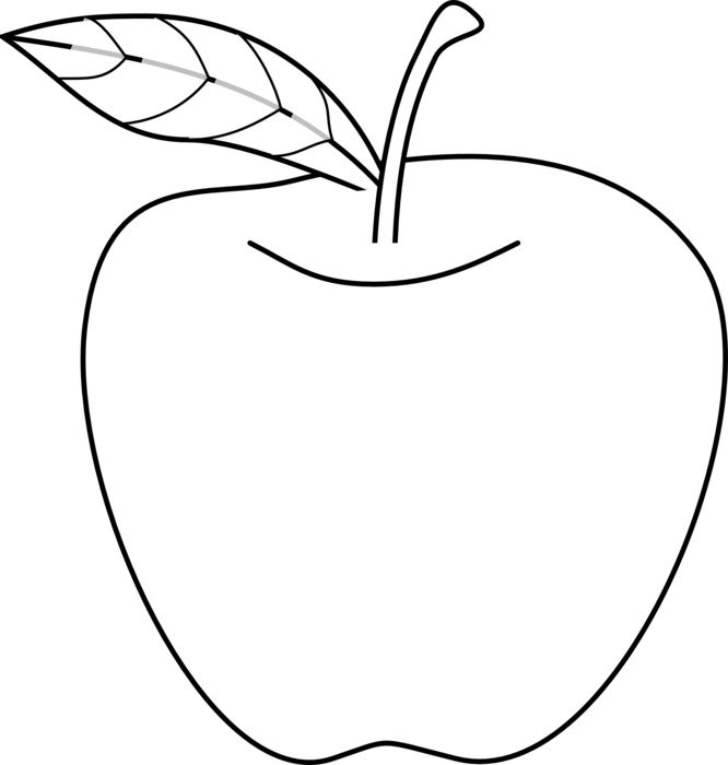 666x700 Outline Drawing Of An Apple Free Image