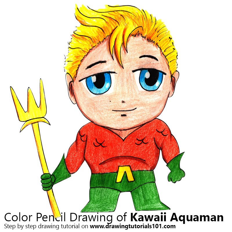 800x800 Kawaii Aquaman Colored Pencils