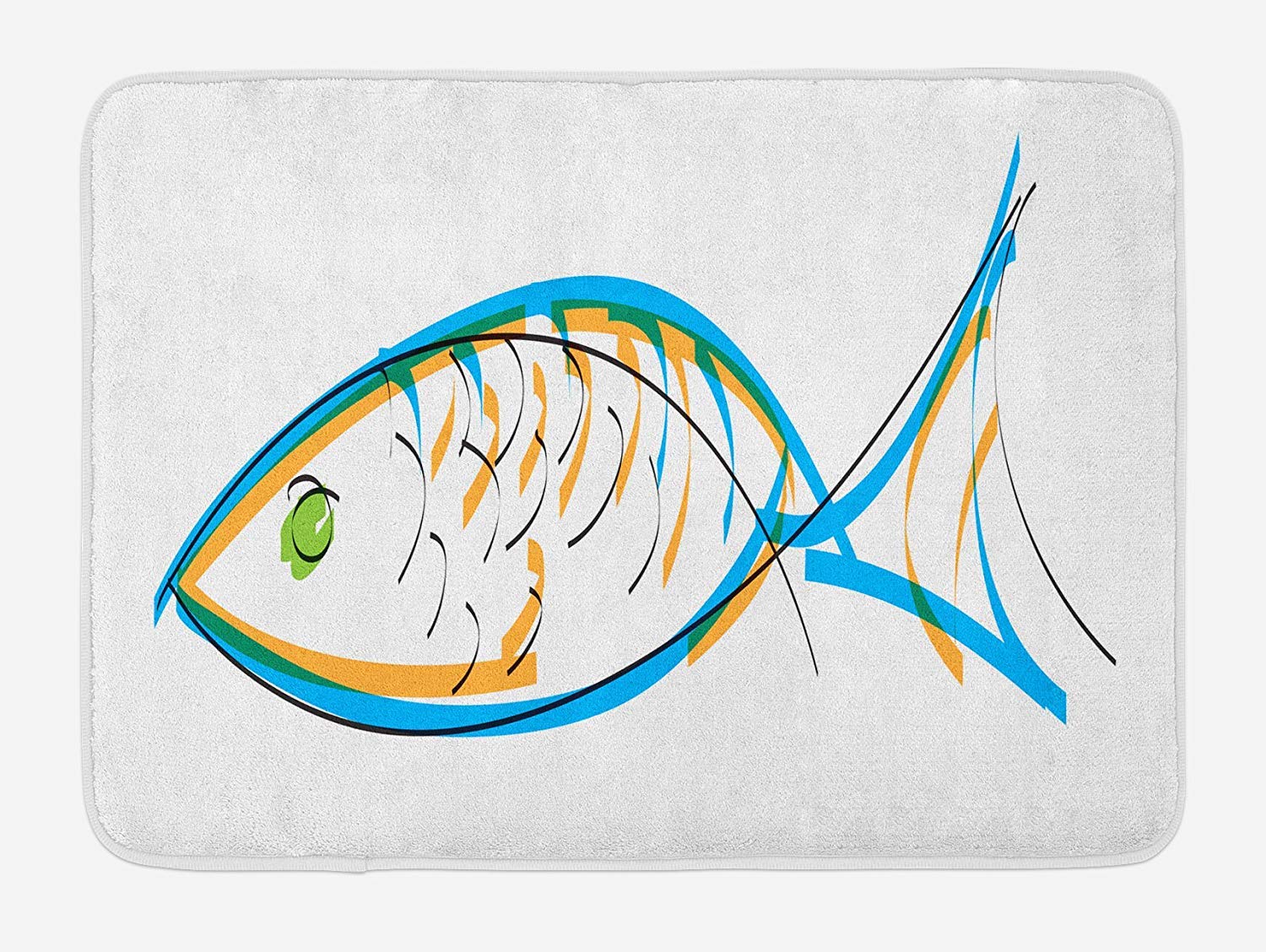 1500x1128 fish bath mat, maritime image contour drawing aquarium