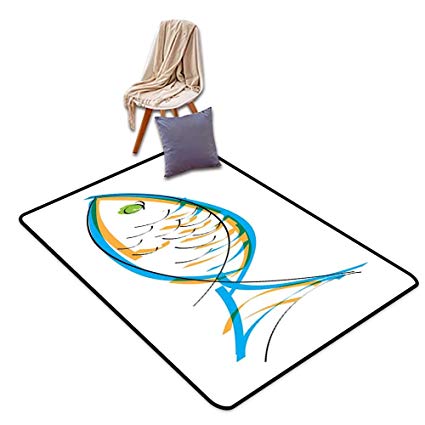 425x425 latex backing non slip door mat fish maritime image