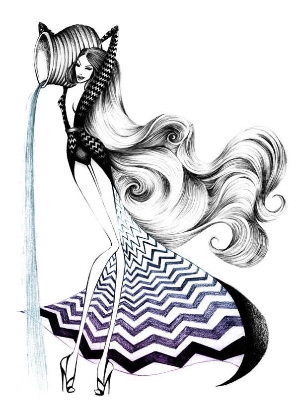 600x840 aquarius water bearer girl drawings