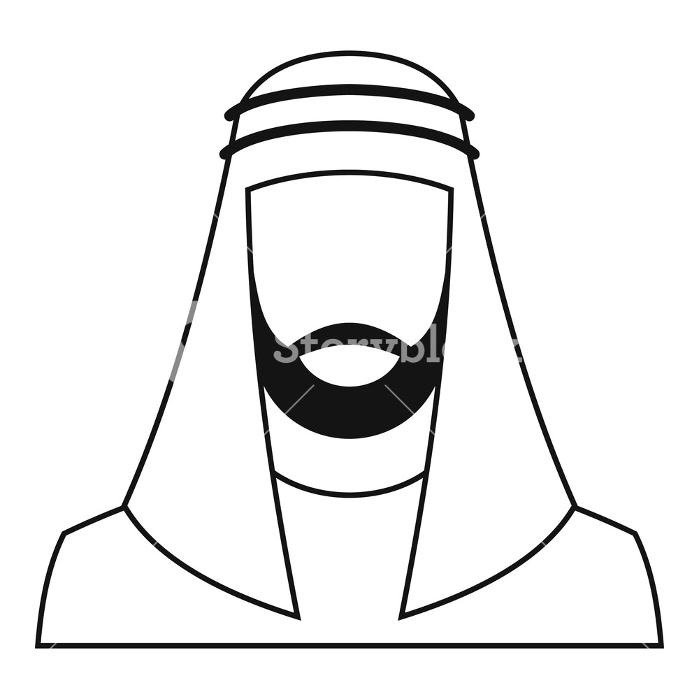 1000x1000 Arabic Man In Traditional Muslim Hat Icon Simple Illustration