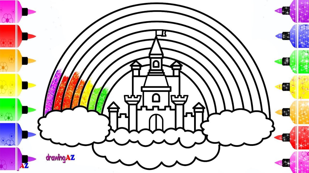 1280x720 How To Draw Colorful Rainbow Castle For Kids With Glitter