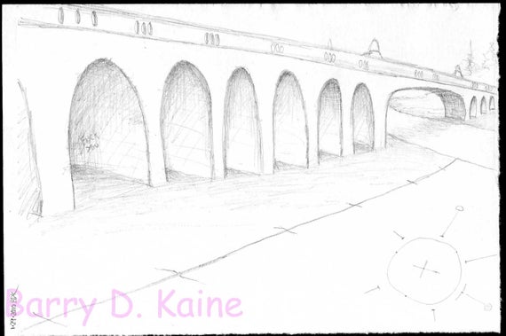 570x379 Items Similar To Bridge Pencil Sketch Print On Etsy