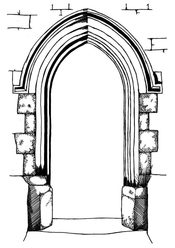 565x800 Hand Drawn Line Drawing Of Medieval Style Stone Arch Art Print