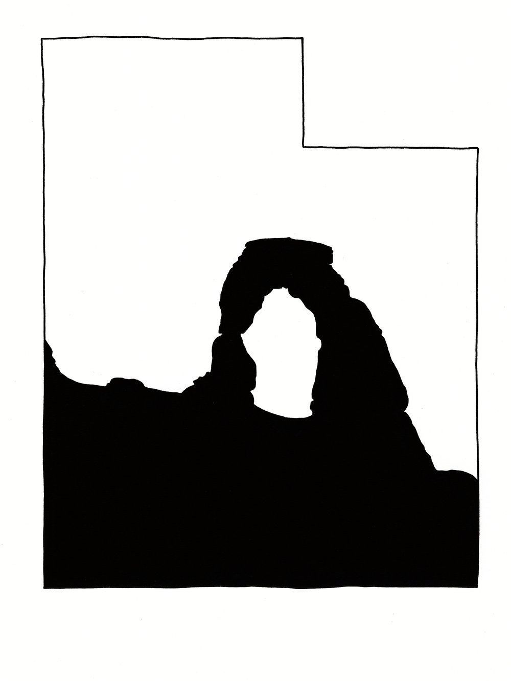 1000x1333 Utah Arch Silhouette Drawing Signed Print Kodiak Art Llc