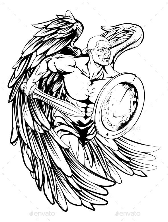 590x780 Angel Drawing Fonts Logos Icons Angel Drawing, Sword Tattoo