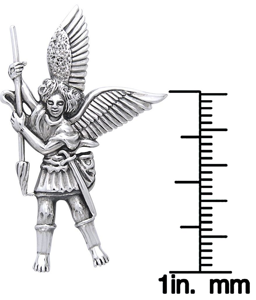 878x1030 Jewelry Trends Sterling Silver Michael The Archangel Angel Pendant