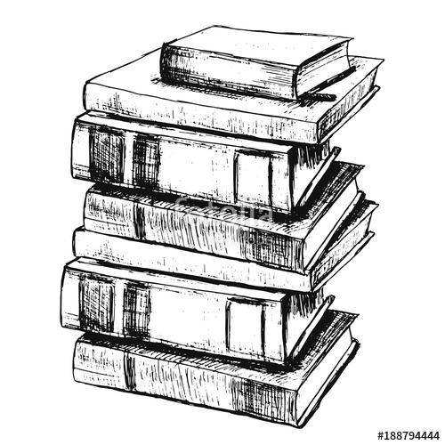 500x500 Hand Drawing Sketch Of Books Vector Illustration Stock Image