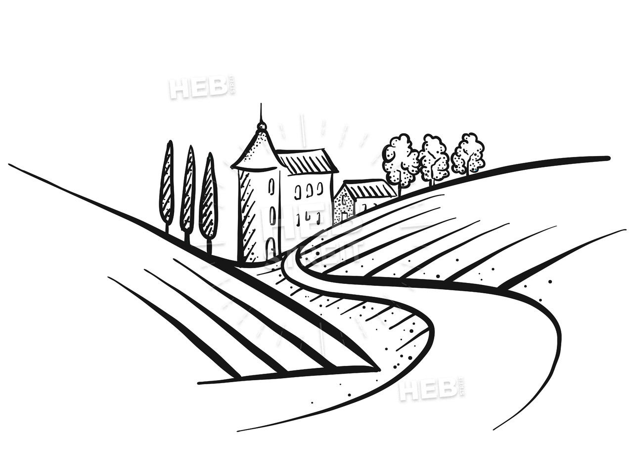 1280x960 Hand Drawn Vector Farmland Sketch Hebstreits Sketches