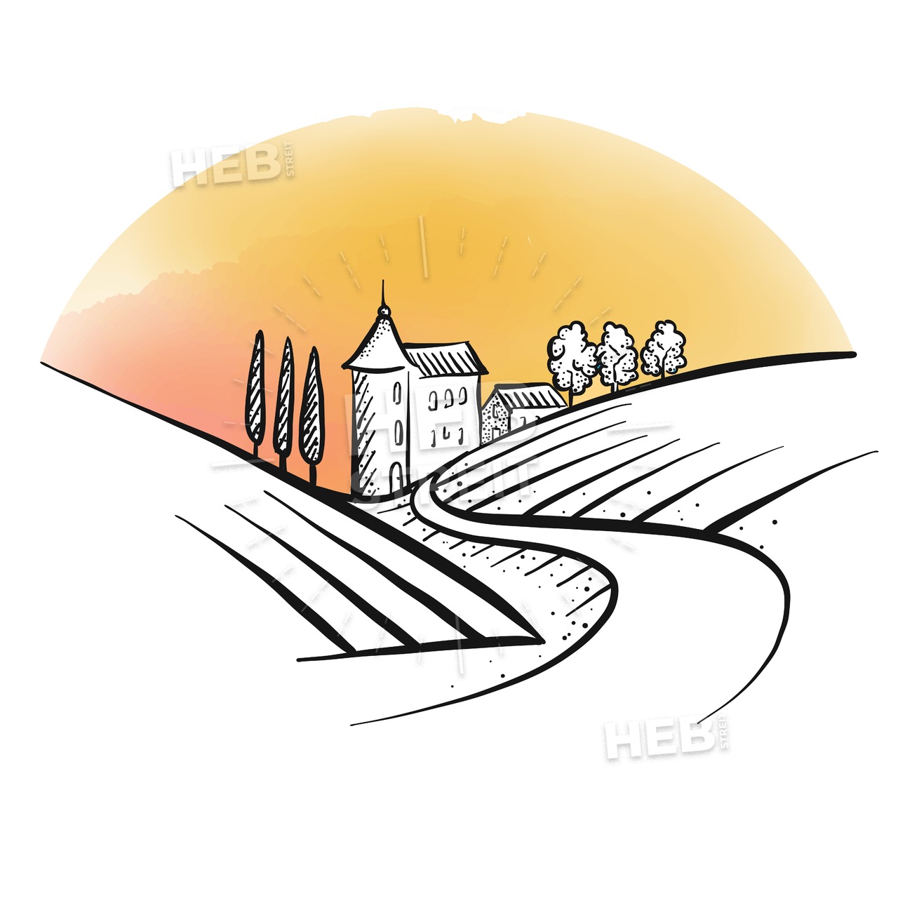 1280x1280 Hand Drawn Farm Houses Sketch Hebstreits Sketches