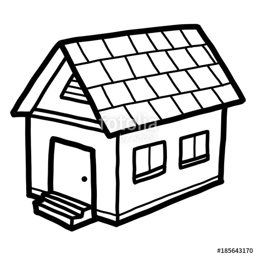 500x500 Home Cartoon Vector And Illustration, Black And White, Hand