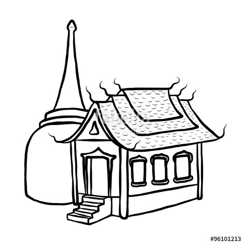 500x500 Temple And Pagoda Cartoon Vector And Illustration, Black