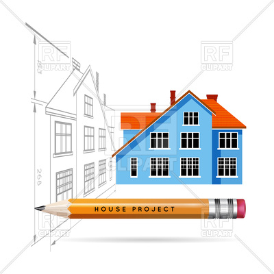 400x400 House Icon And Drawing With A Pencil Vector Image Of Architecture