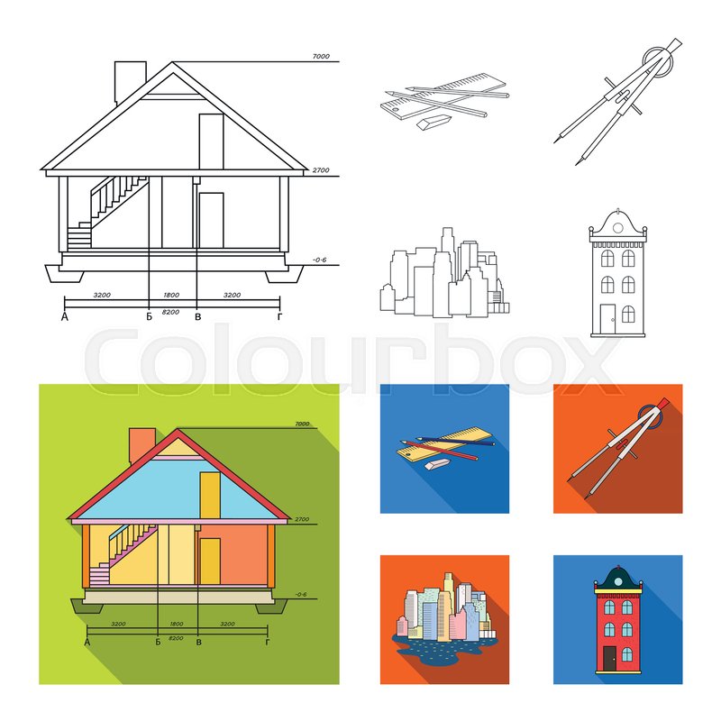 800x800 Drawing Accessories, Metropolis, House Stock Vector Colourbox