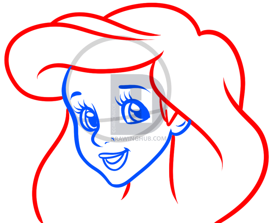 905x720 How To Draw Ariel Easy, The Little Mermaid, Step
