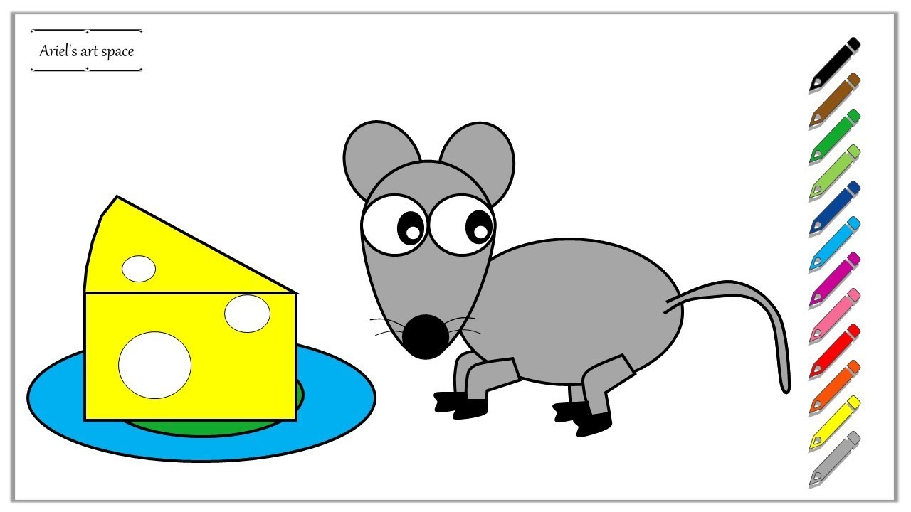 1280x720 How To Draw A Mouse Cheese Easy Drawing For Kids And Adults