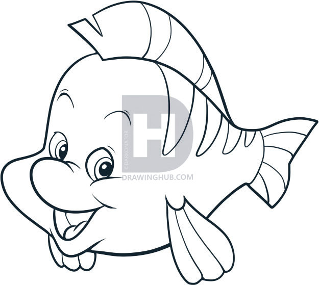 625x559 How To Draw Flounder, Step