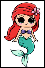 190x288 How To Draw The Little Mermaid Cartoon Characters Drawing