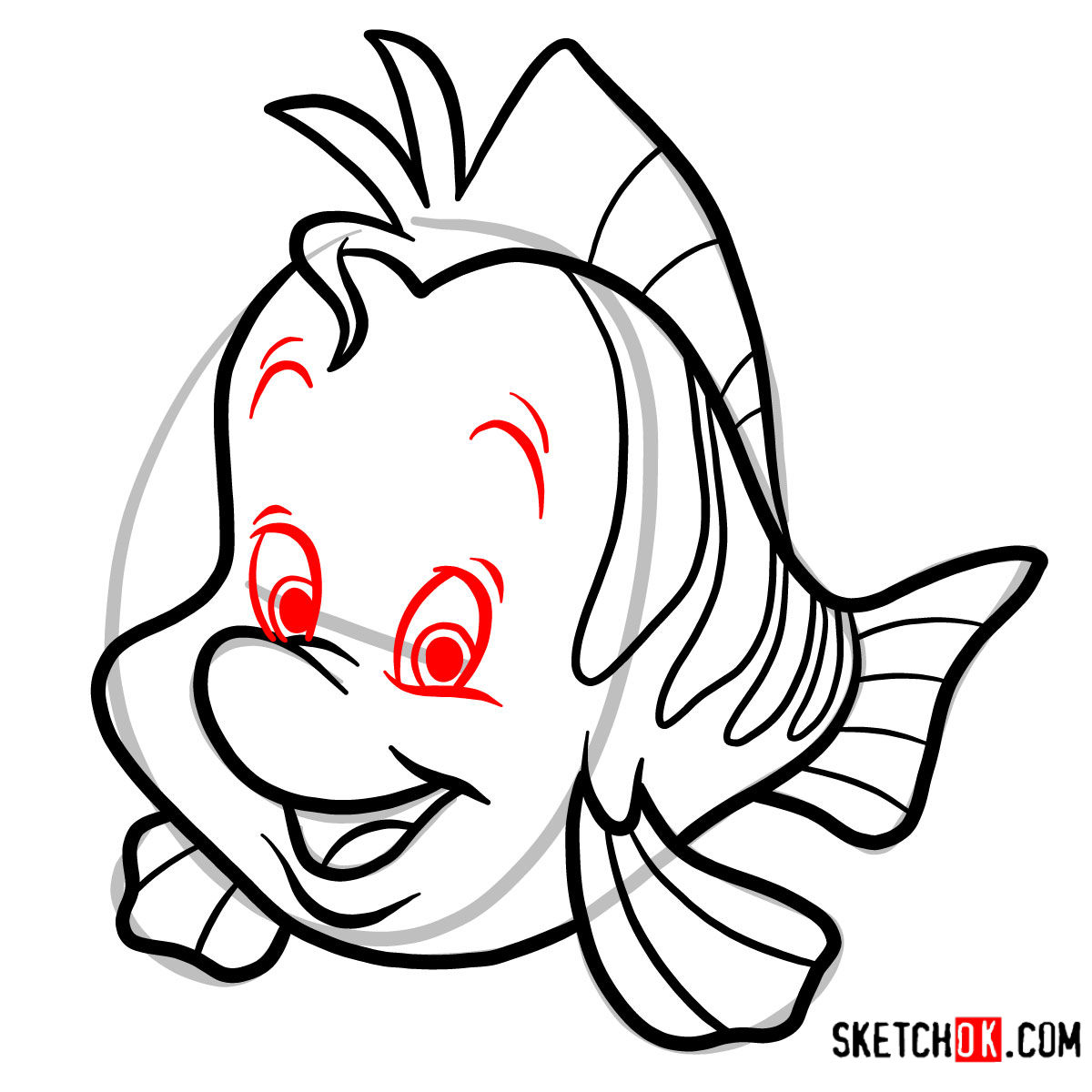 1200x1200 How To Draw Flounder The Little Mermaid