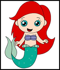 200x231 How To Draw The Little Mermaid Cartoon Characters Drawing
