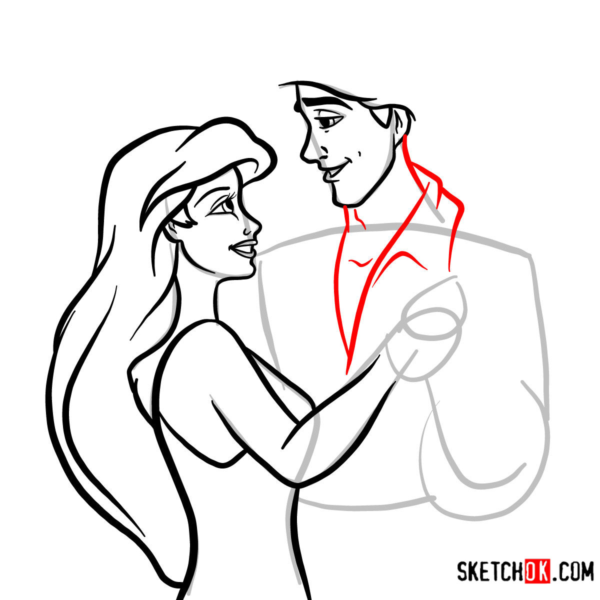1200x1200 How To Draw Eric And Ariel Together The Little Mermaid