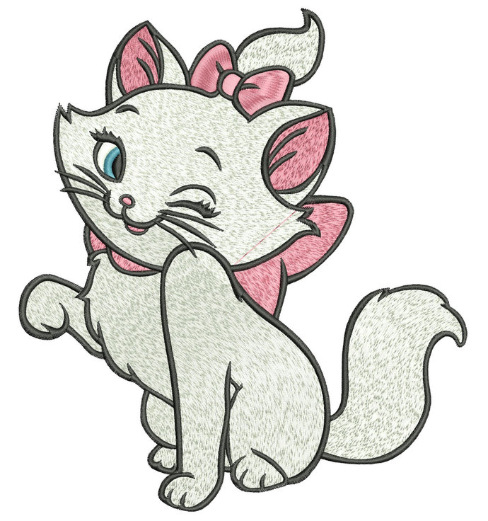 690x736 Machine Embroidery Design Files Kitty