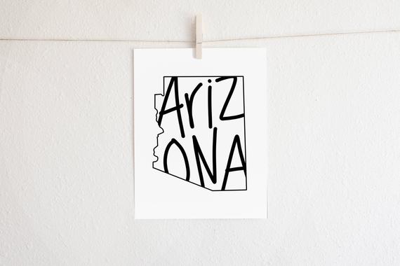 570x380 Arizona State Printable Instant Download State Outline Etsy