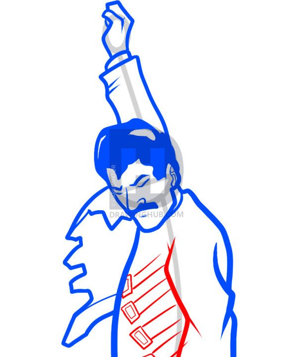 599x720 how to draw freddie mercury, freddie mercury rage pose, step