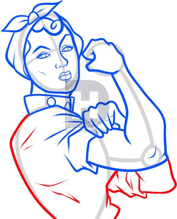 581x720 How To Draw Rosie The Riveter, Rosie The Riveter, Step