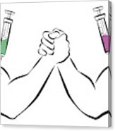 163x186 Doping Anabolic Drugs Syringe Arm Wrestling Canvas Print Canvas