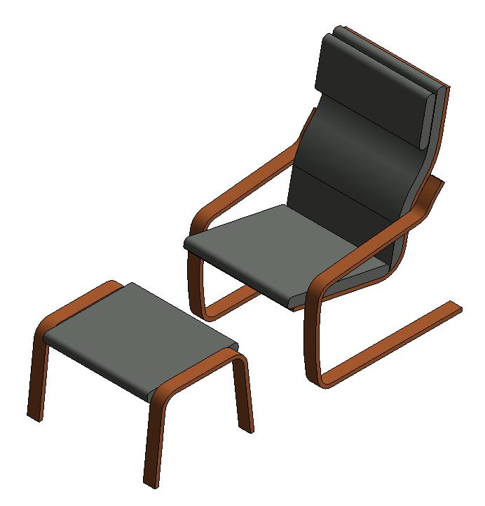 692x721 Armchair With Footrest In Autocad Cad Download
