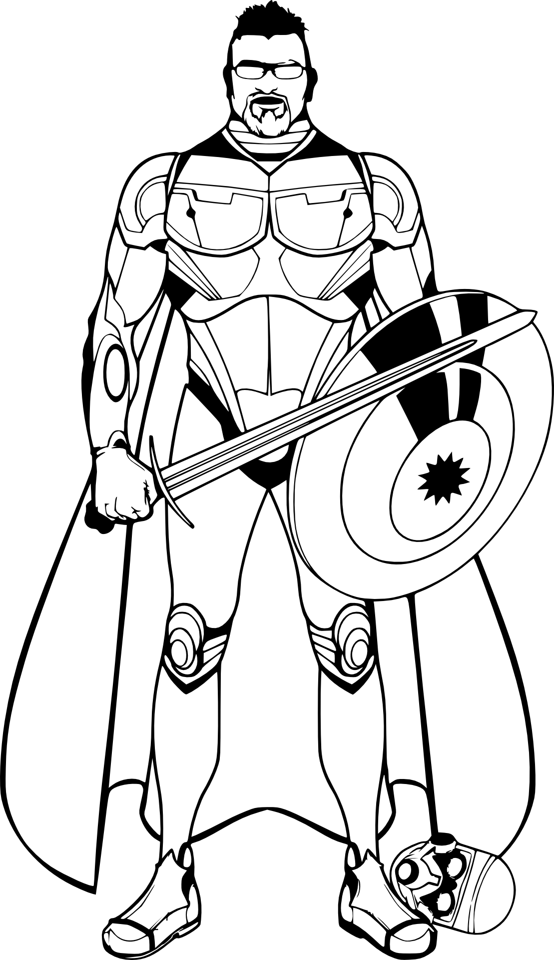 1109x1920 Fighter In Armor With A Shield And Sword Drawing Free Image